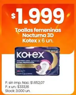 Changomas Kotex toallas femeninas nocturna 3d oferta