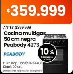 Changomas Peabody cocina multigas 50 cm negra oferta