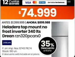 Changomas Drean heladera top mount no frost inverter oferta