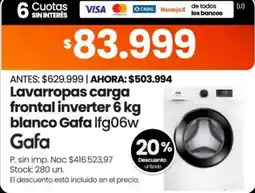 Changomas Gafa lavarropas carga frontal inverter 6 kg blanco oferta