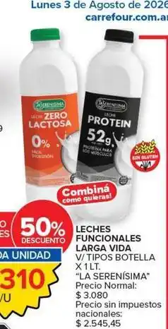 Carrefour Market La serenísima - leches funcionales oferta