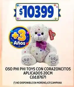 Supermercados Yaguar Oso phi phi toys con corazoncitos aplicados 20cm cód.87671 oferta