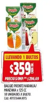 Supermercados Yaguar Baggio - baggio pronto naranja/ manzana x 125 cc oferta