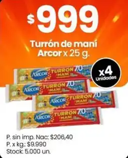 Changomas Arcor turrón de maní oferta