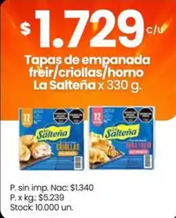 Changomas La saltena tapas de empanada freir/crillas/horno oferta
