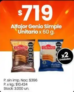 Changomas Genio alfajor genio simple oferta