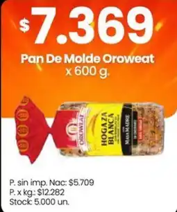 Changomas Pan de molde oroweat oferta