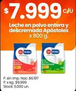 Changomas Apóstoles leche en polvo entera y descremada oferta