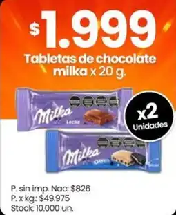 Changomas Milka tabletas de chocolate oferta