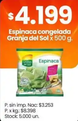 Changomas Granja del Sol espinaca congelada oferta