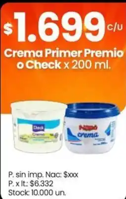 Changomas Check crema primer premio oferta