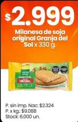 Changomas Granja del Sol milanesa de soja original oferta