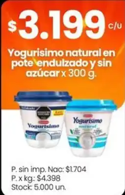 Changomas Yogurisimo natural en pote endulzado y sin azucar oferta