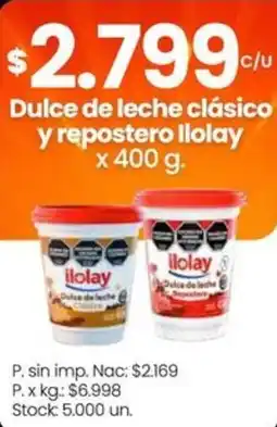 Changomas Ilolay dulce de leche clásico y repostero oferta