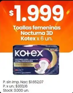 Changomas Kotex toallas femeninas nocturna 3d oferta