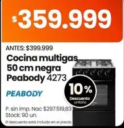 Changomas Peabody cocina multigas 50 cm negra oferta