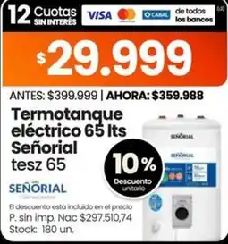 Changomas Señorial termotanque eléctrico 65 lts oferta