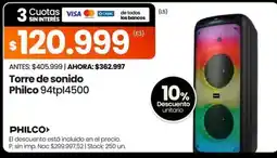 Changomas Philco torre de sonido 94tpl4500 oferta