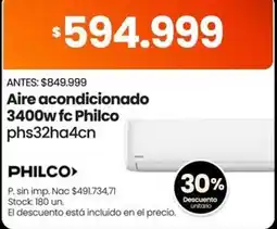 Changomas Philco aire acondicionado 3400w fc oferta