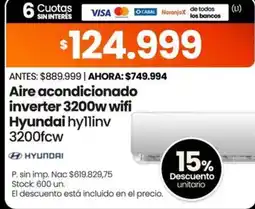 Changomas Hyundai aire acondicionado inverter 3200w wifi oferta