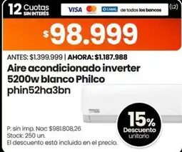 Changomas Philco aire acondicionado inverter 5200w blanco oferta