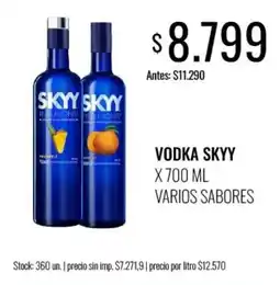 Supermercados Tadicor Skyy vodka varios sabores oferta