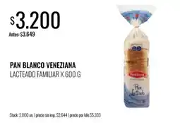 Supermercados Tadicor Veneziana pan blanco lacteado oferta