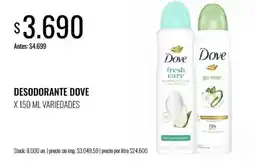 Supermercados Tadicor Dove desodorante oferta