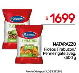 Nini Mayorista Matarazzo fideos tirabuzon/ penne rigate 3veg. oferta
