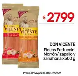 Nini Mayorista Don vicente fideos fettuccini morrón/zapallo y zanahoria oferta