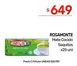 Nini Mayorista Rosamonte mate cocido saquitos oferta