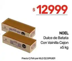 Nini Mayorista Noel dulce de batata con vainilla cajon oferta