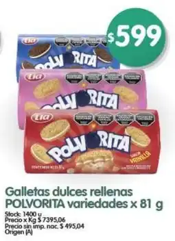 Supermercados Buenos Días Lia galletas dulces rellenas polvorita variedades oferta