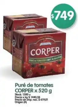 Supermercados Buenos Días Corper puré de tomates oferta