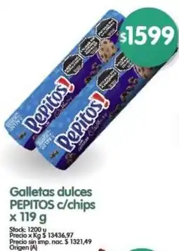 Supermercados Buenos Días Pepitos galletas dulces c/chips oferta