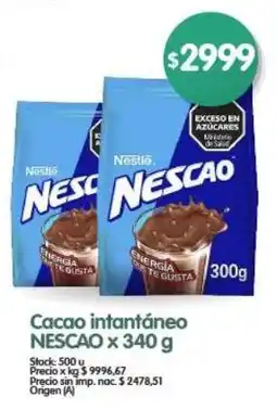 Supermercados Buenos Días Nescaó cacao instantáneo oferta
