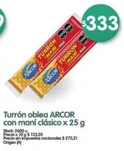 Supermercados Buenos Días Arcor turron oblea con mani clasico oferta