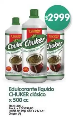 Supermercados Buenos Días Chuker edulcorante liquido clásico oferta