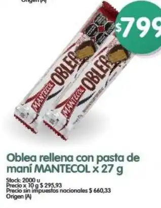 Supermercados Buenos Días Oblea rellena con pasta de maní MANTECOL oferta