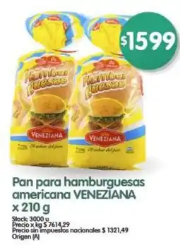 Supermercados Buenos Días Veneziana pan para hamburguesas americana oferta