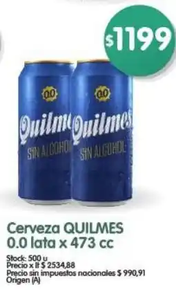 Supermercados Buenos Días Quilmes cerveza 0.0 oferta