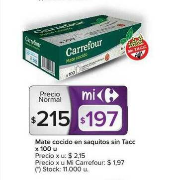 Carrefour Mate Cocido En Saquitos Sin Tacc oferta