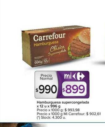 Carrefour Hamburguesa Supercongelada oferta