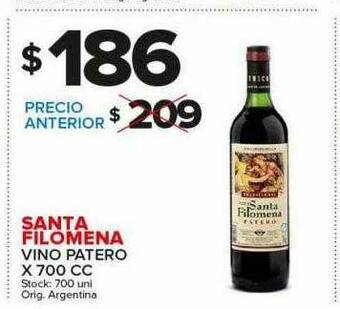 Carrefour Maxi Santa Filomena Vino Patero X 700 Cc oferta