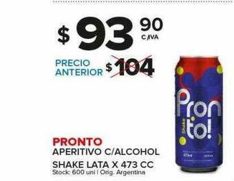 Carrefour Maxi Pronto Aperitivo C-alcohol Shake Lata X 473 Cc oferta