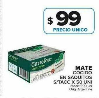 Carrefour Maxi Mate Cocido En Saquitos S-tacc X 50 Uni oferta