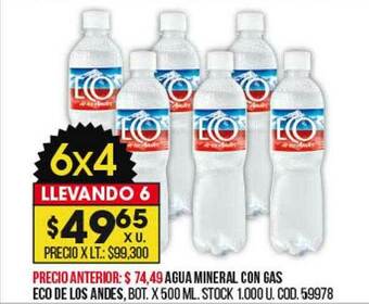 Coto Agua Mineral Con Gas Eco De Los Andes oferta