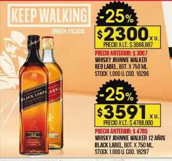 Coto Whisky Johnnie Walker 12 Años Black Label Ou Red Label oferta