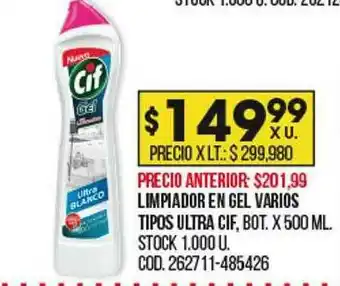 Coto Limpiador En Gel Varios Tipos Ultra Cif oferta