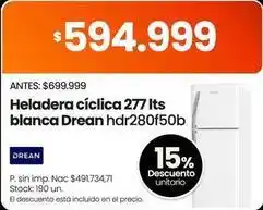 Changomas Drean - heladera cíclica 277 lts hdr280f50b oferta